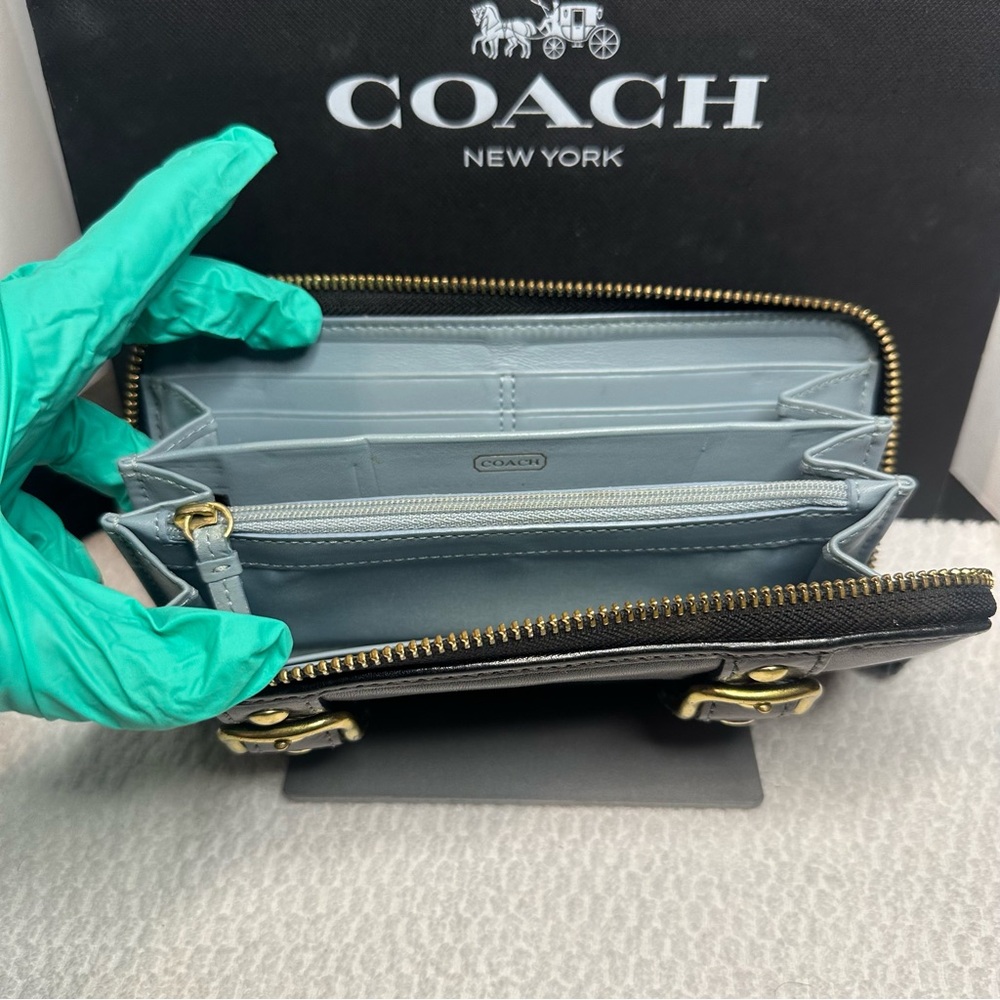 Coach Black Leather Wallet with Gold Accents - Picture 6 of 13
